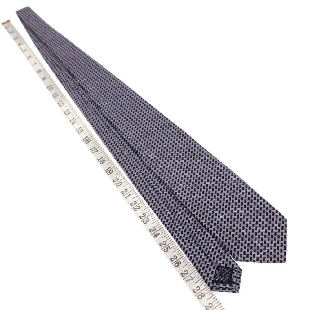 Brioni NWOT Neck Tie in Blues & Orange Geometric Print 100% Silk Made in Italy